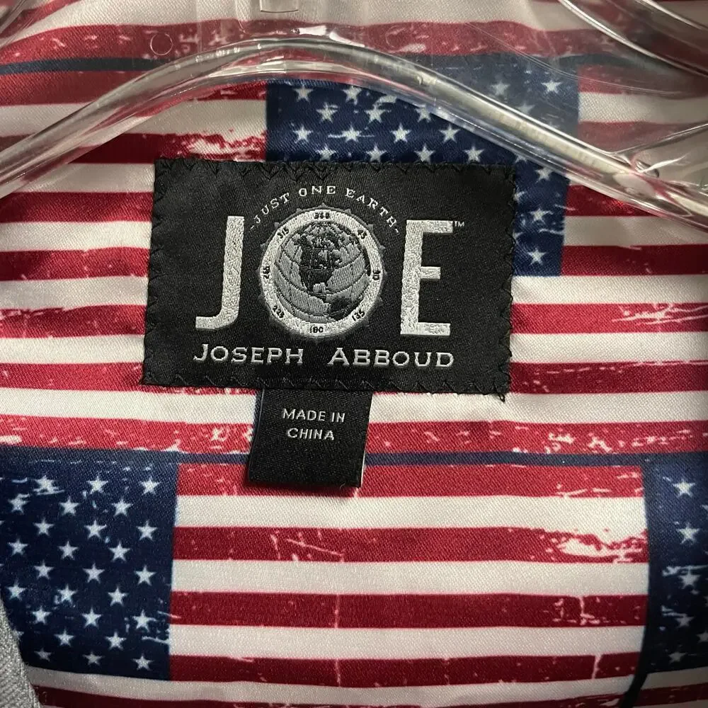 Joe Joseph Abboud Wool Vest American Flag Back Gray Size 34 Small